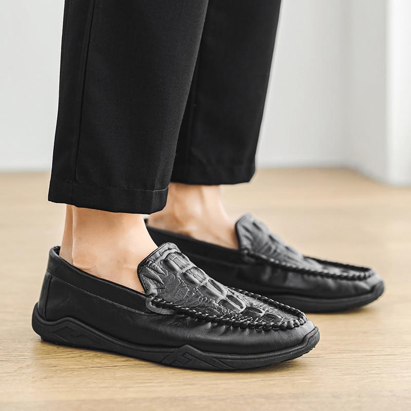 Fashion 2025 New Business Men's Casual Leather Shoes British Trend Fashion Flat Designer Doudou Shoes Men's Cross-border Business Shoes