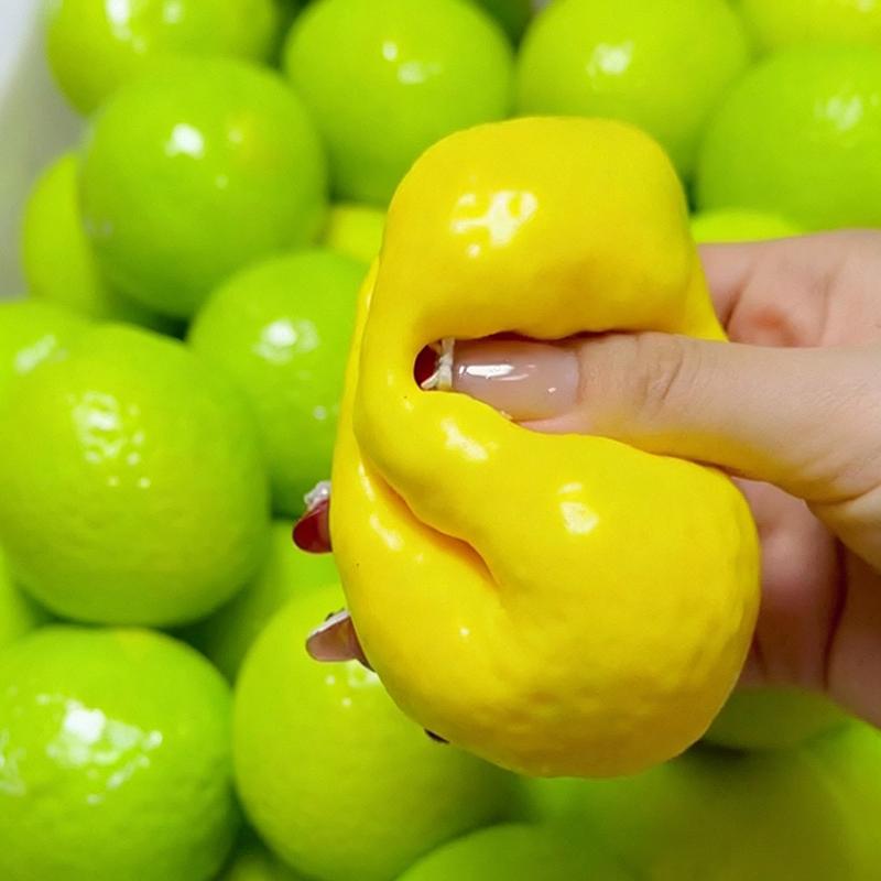 @Nowa Ręcznie robiona Chrupiąca cytrynowa Piłeczka Antystresowa Zabawka do ściskania Zmieniająca kolor Mango Miękka Piłeczka Fidget ASMR Sensoryczna Zabawka do Redukcji Stresu Prezent