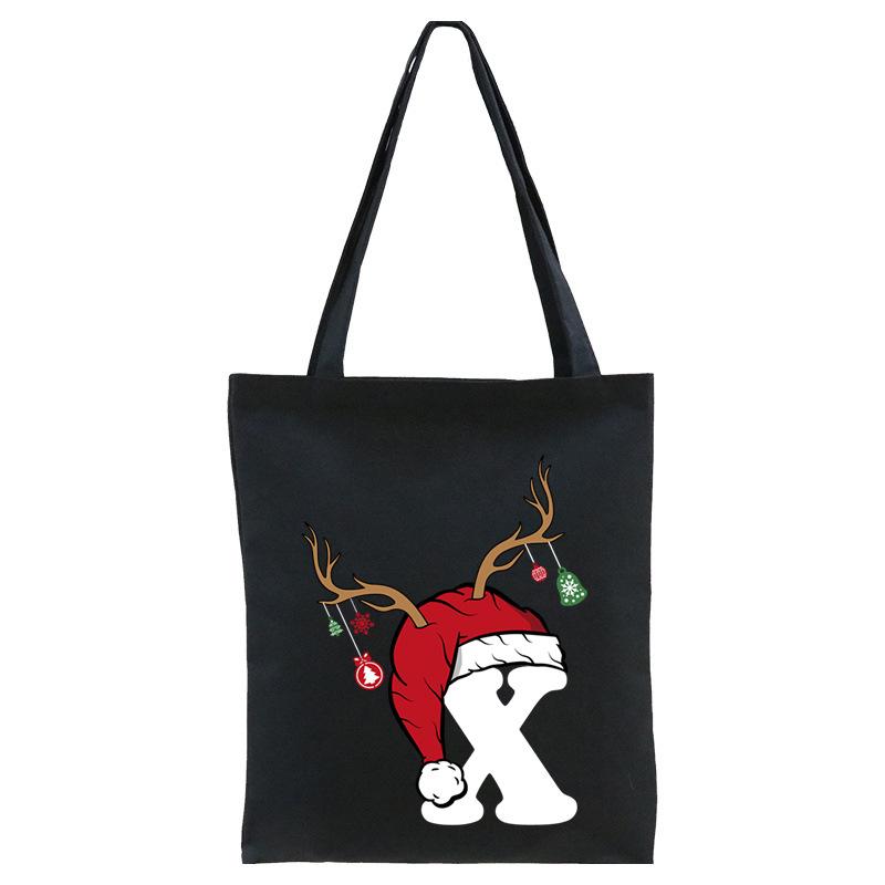 Christmas 26 English Letter Printing Tote Bag Shoulder Bag Women's New Large Capacity Go Out Portable