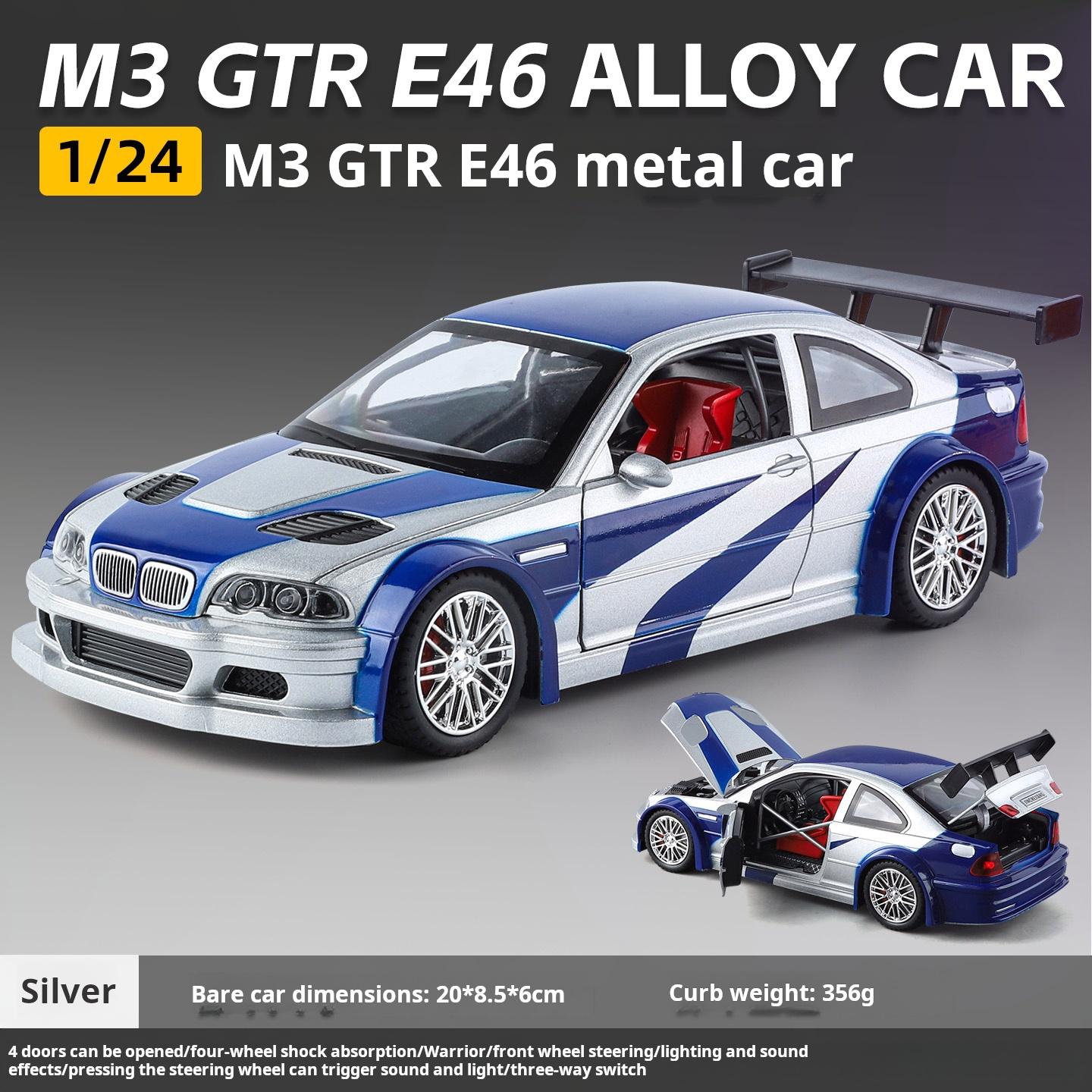 

1:24 M3 GTR E46 Limited Edition Alloy Simulation Performance Sports Racing Car Model Toy Collection Ornament Brithday Gift серебряный