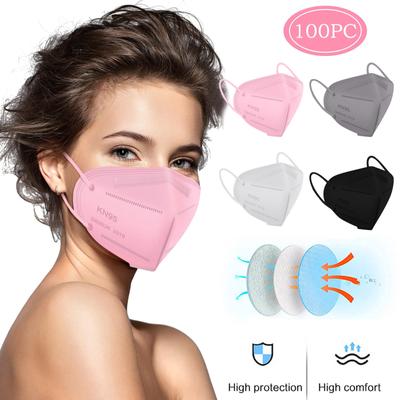 (100pcs) In Bag Packed Adult Masks, 5-Ply Non-Woven Breathable Face Mask With Elastic Earloops & Nose Clips For Outdoor Sport Daily Use