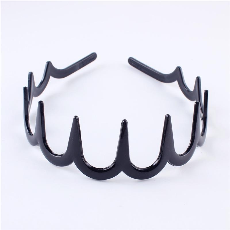 Men's & Women's Black Wave Headband: Sporty, Simple, with Teeth for Slicked Back Hair and Face Washing.
