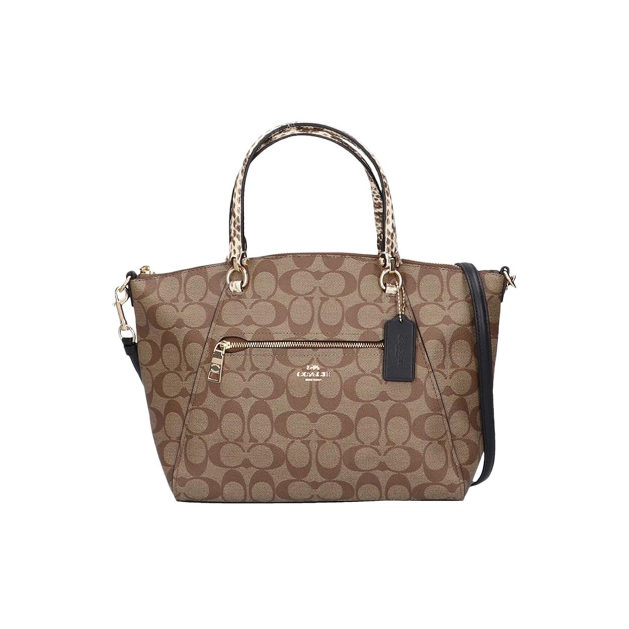 

New COACH Canvas With Leather Canvas Bag, Tote Bag, Shopping Bag, Dumpling Bag, One Shoulder Handbag Large Women s Brown C4293-IMLOV 26.9*9.9*22.1CM