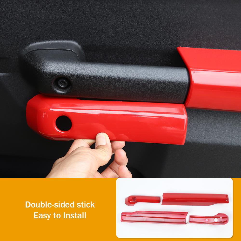 Autotür Innere Armlehne Griffe Dekoration Abdeckung Panel für Suzuki Jimny 2019 UP Innen Zubehör ABS Carbon Faser Rot Silber