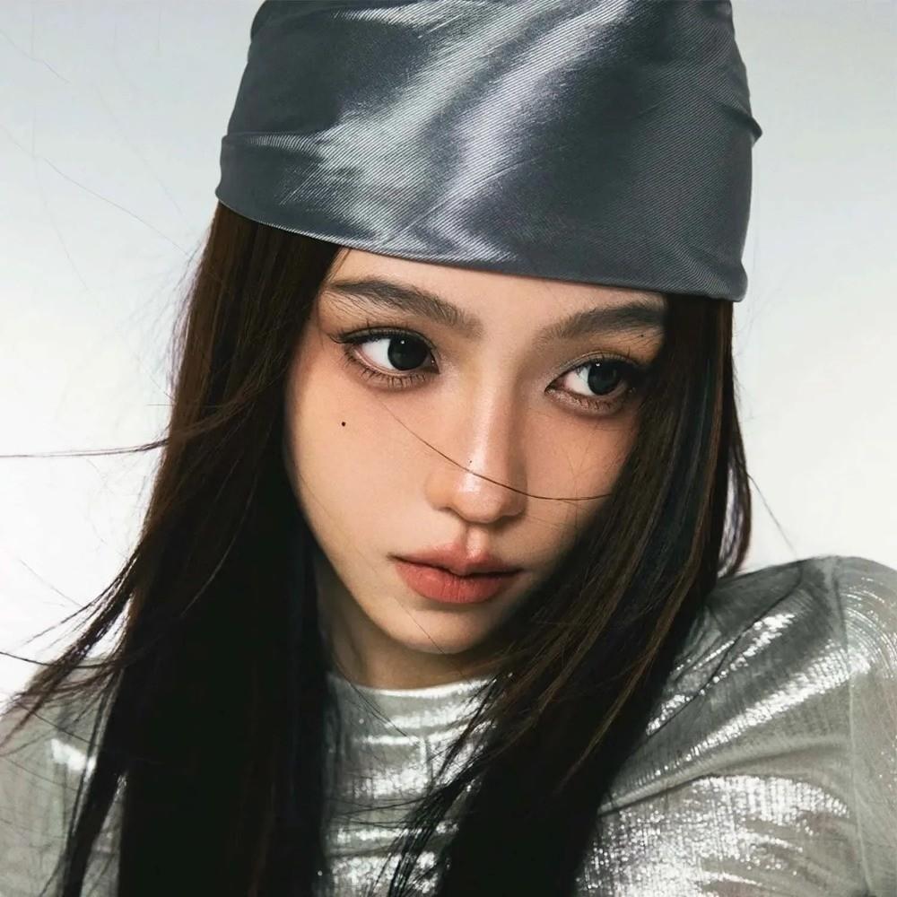 Summer Y2K Headscarf Hat Bling Bling PU Leather Hip-hop Kerchief Punk Style Women Headband Bandana Scarf