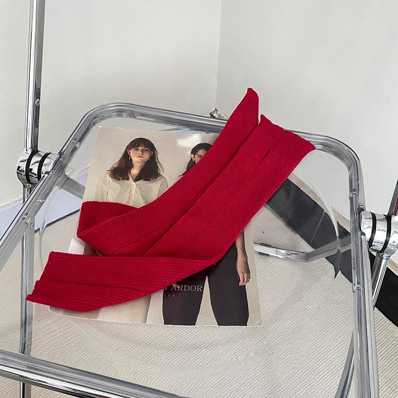 

Teal Solid Color Long Fingerless Women s Knitted Wool Arm Sleeves - Warm and Cold-Proof One Size красный