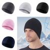 Polar Fleece Running Winter Sport Cap Solid Color Outdoor Warm Hat Winter Running Hats  Cycling