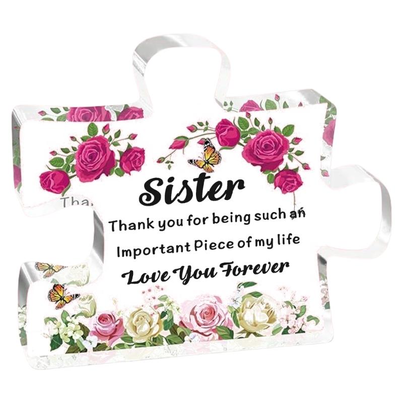 Gifts for Mom Unique Mothers Day Engraved Acrylic Puzzle-Shape Plaque Desk Decoration Gift for Mom Birthday Christmas
