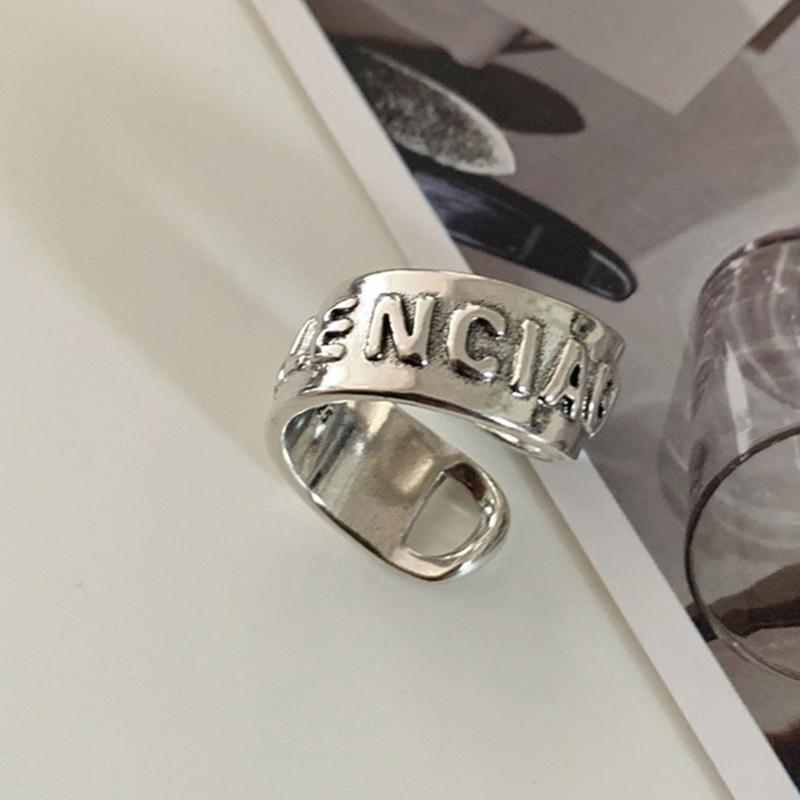 Retro Vintage Letter Design Open Ring Women Men Punk Hip Hop Theme Jewelry Gifts Accessories