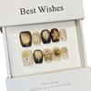 Wearing Armor Short Sun, Moon, Starlight, Golden Embossed Flower Hand-painted Manicure Removable Nails