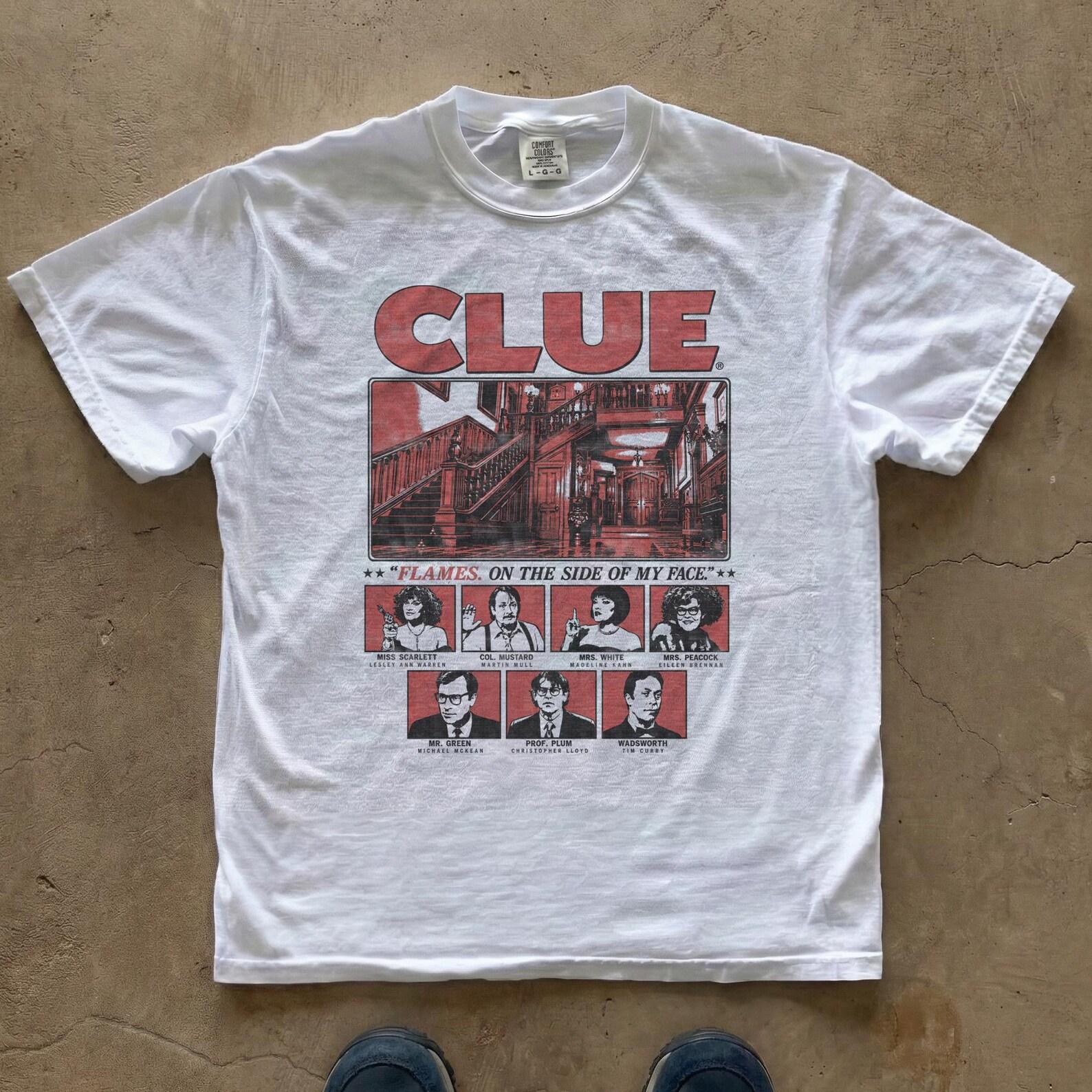 Clue 1985 Mansion Cast Graphic T-Shirt | Retro Board Game Mystery Tee S