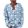 Women's Fashion Christmas Printed Long Sleeve Knitted Cardigan Button Down Jacket