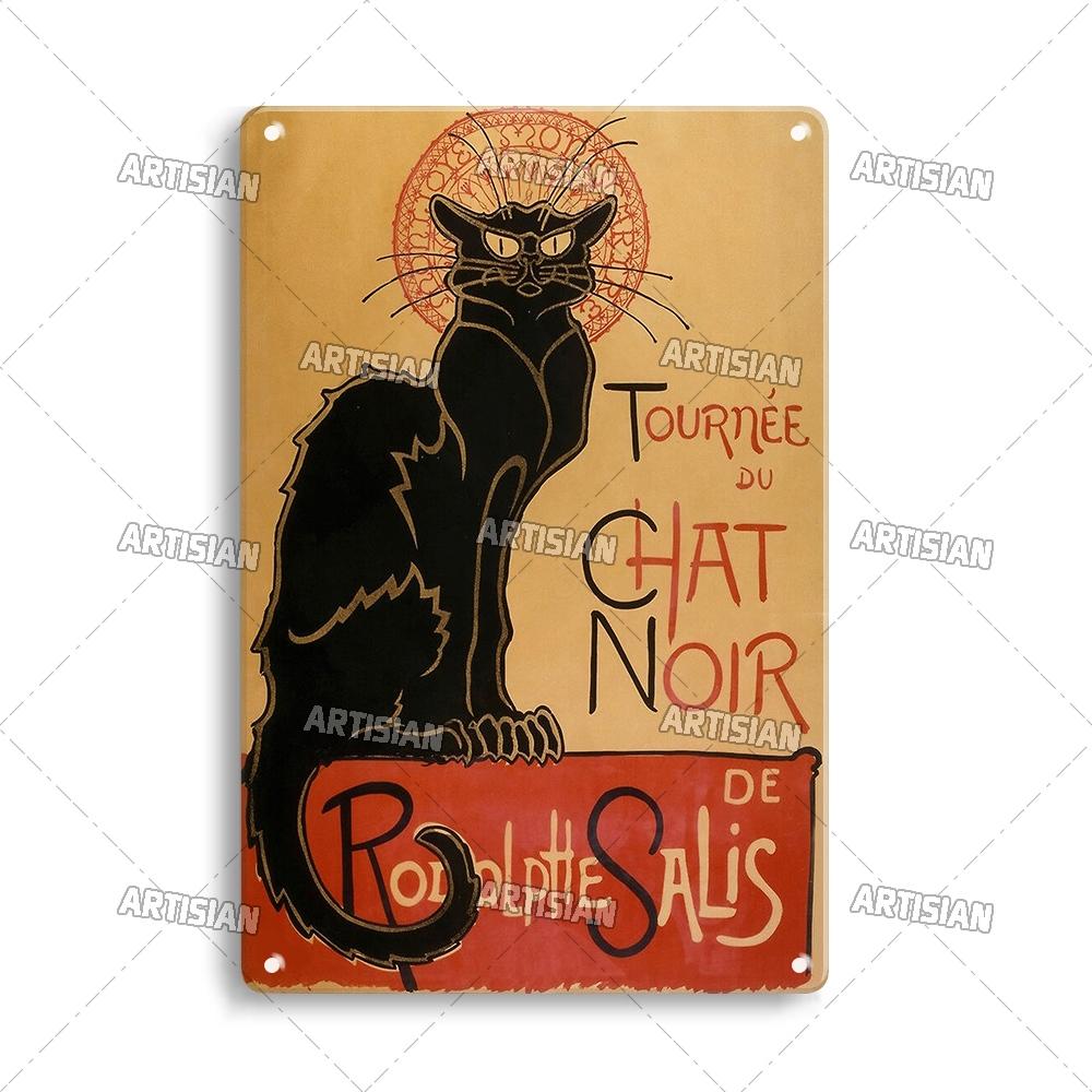 Artisanisches Tier Schwarze Katze Retro Metallposter Lustiges Haustier Vintage Dekorative Blechplakette Garage Bar Pub Club Man Cave Wanddeko