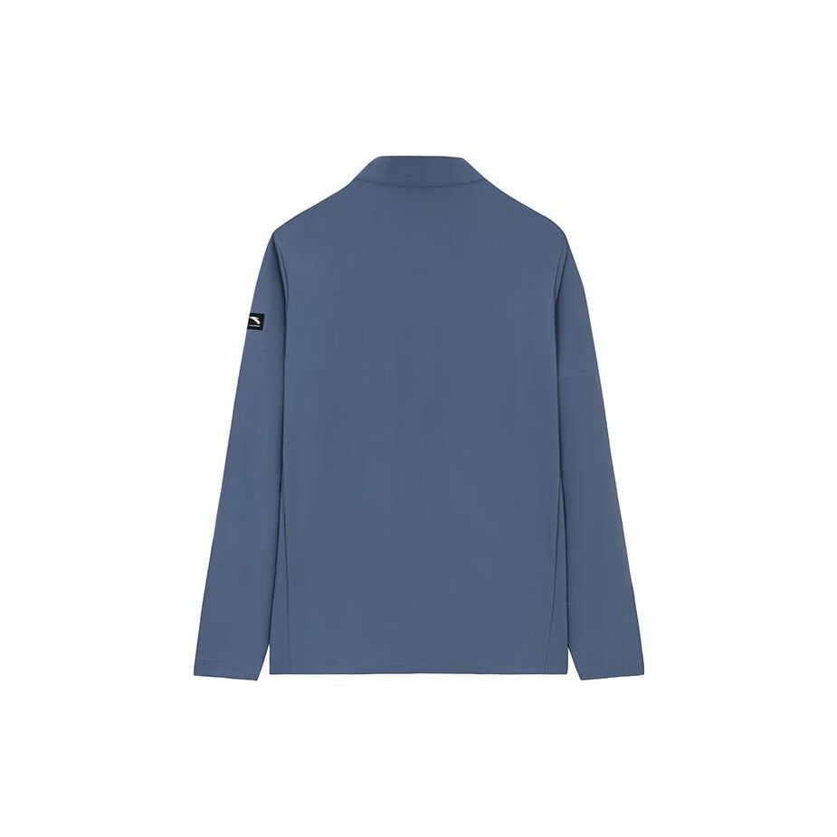 Anta Training Series Letter Print Knitted Sports Jacket Men Jackets Whale-Fin-Blue 152337712-1