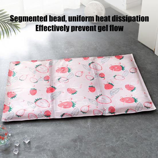 Pet Cooling Pad Strawberry Pattern Self Cooling Pet Bed for Cats And Small Dogs Summer Pet Mat for Kennel Crates Sofa Floor