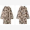 Autumn and Winter Printed Plush Coat Flip Collar Single Breasted Long Sleeved Jacket Women's Warm Comfortable Outerwear Retro Ethnic Style