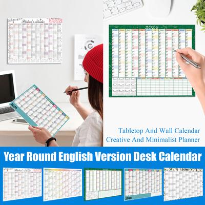 Year Round English Version Desk Calendar Tabletop And Wall Calendar, Creative And Minimalist Planner
