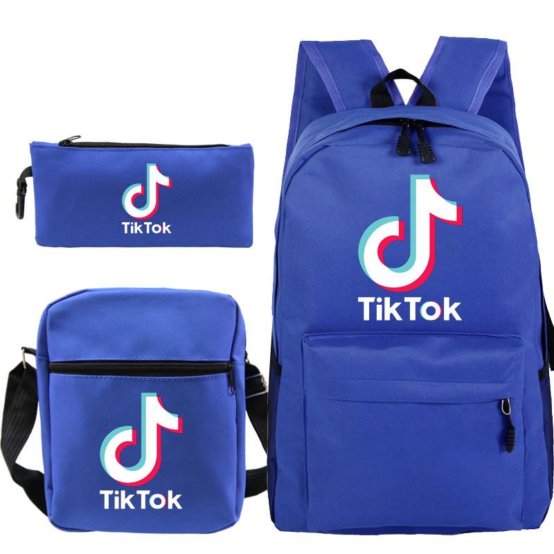 3pcsset Tok Tik Blue Galaxy Backpack Schoolbag Shoulderbag Pencilbag Kids Women