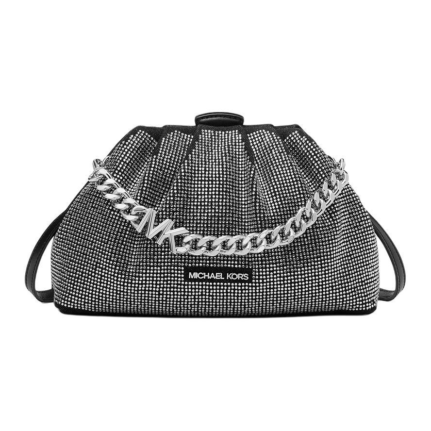 Michael Kors MK Nola Brand Logo Detachable Shoulder Strap Cotton Shoulder Crossbody Handbag Small Women handbag Black 35T4S7NC0C-BLACK Basic Set (Bag+Dust Bag)