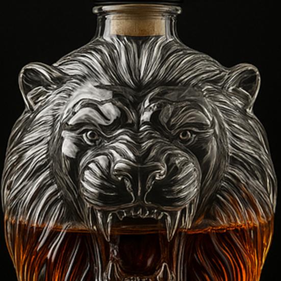 280ml Whiskey Decanter with Leak-Proof Seal Stopper Lion Design Large