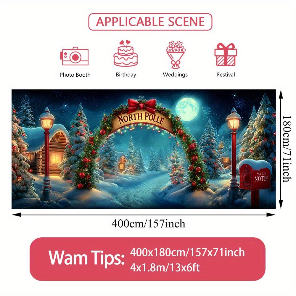2D Door Banner 1pc Arctic Christmas Magic Garage Door Cover Banner - 2D Polyester, Festive Design with a Snowy Winter Scene