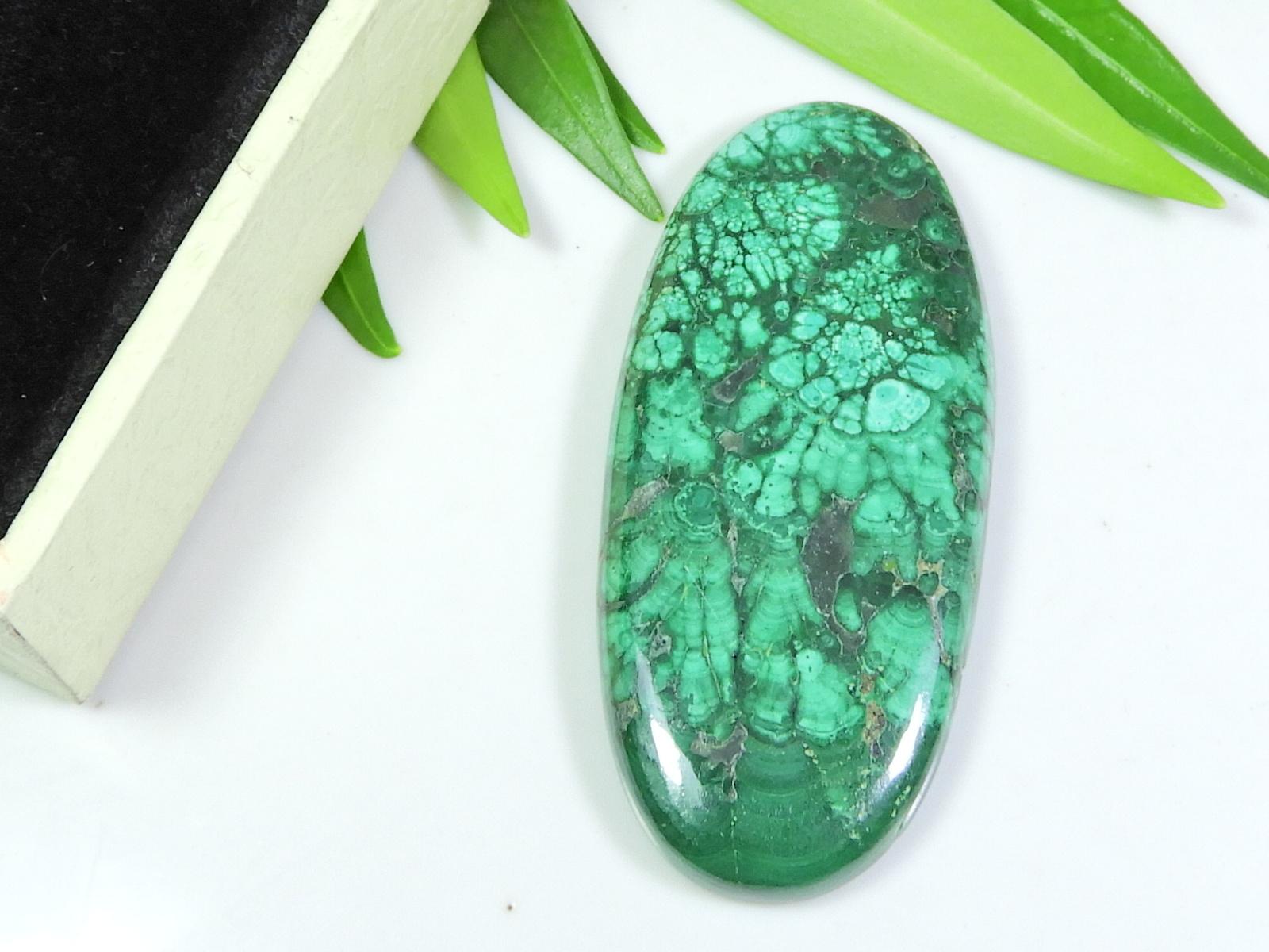 

21X49X05 MM Natural Malachite Crystal Oval Cabochon Loose Gemstone 72 Cts. SK-646