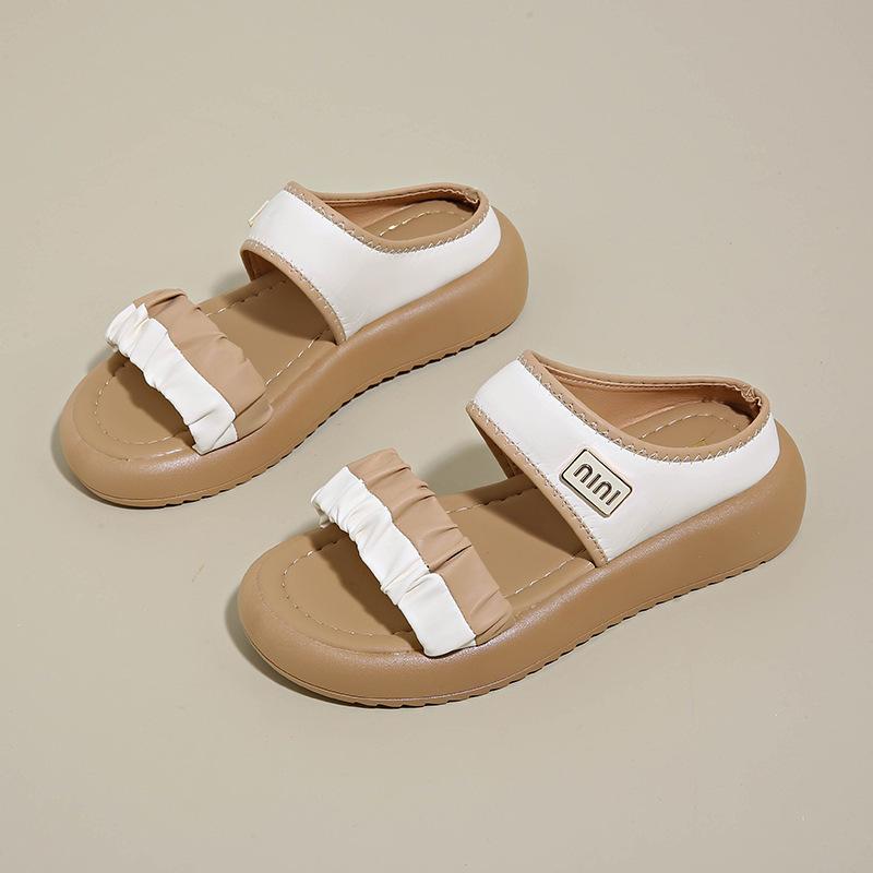 One-word buckle with platform sandals female summer new beach seaside fairy wind beach Roman shoes