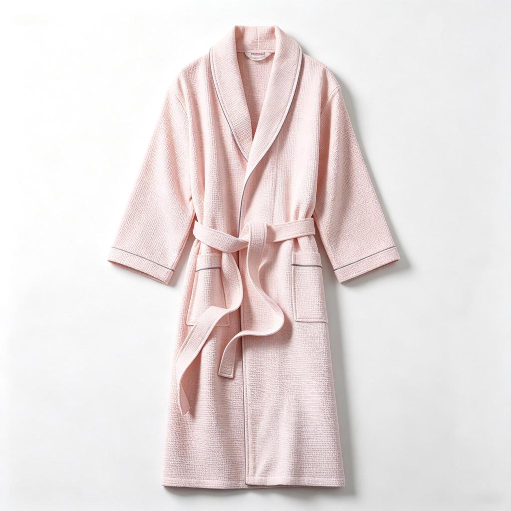 100% Cotton Waffle Bath Robe, Thin Water Absorbent Bathrobe for Men Women, Hotel B&B Beauty Salon Night Gown