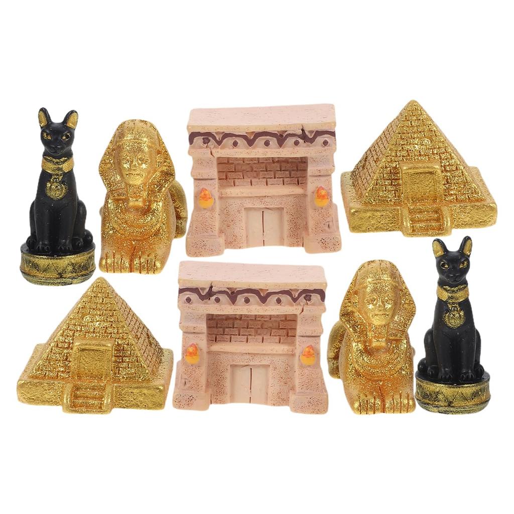 ABOOFAN 8 Pieces Egyptian Pyramid Statues Miniature Model Souvenirs Ancient Egyptian Civilization Collectible Figures Egyptian Sphinx Figurines