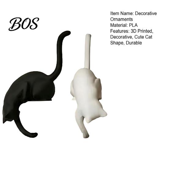 Home Decor For Cat Lovers 2Pcs 3D Printed Shaped Hook, Black And White Cute Key Hanger, Hook Decorative Ornaments for Lovers, Creative Wall