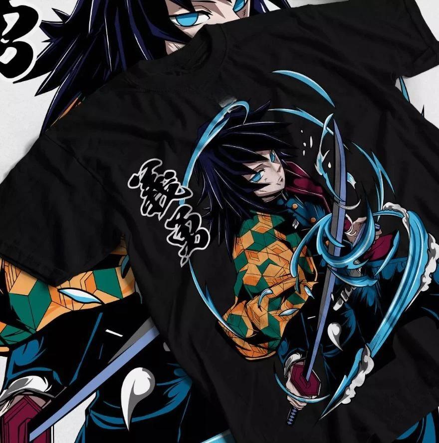 

Футболка Гию Томиока Убийца Демонов Kimetsu No Yaiba Девушка Хоррор Аниме Мужская Футболка Лето Новинка Мужская и Женская Уличная Одежда 3XL