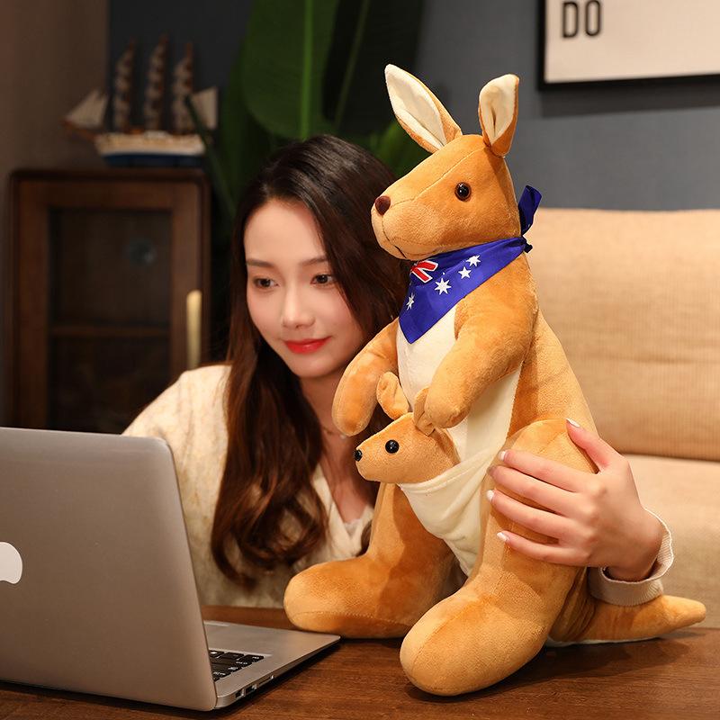 Simulation Mother And Son Kangaroo Doll Plush Toy Parent-Child Doll Boy Soothing Doll Children'S Day Gift