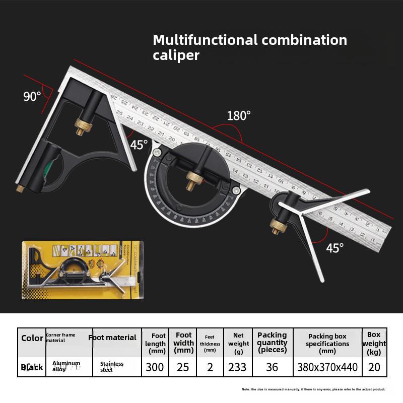 

Регулируемый угловой шаблон из нержавеющей стали 90°/45° для деревообработки
