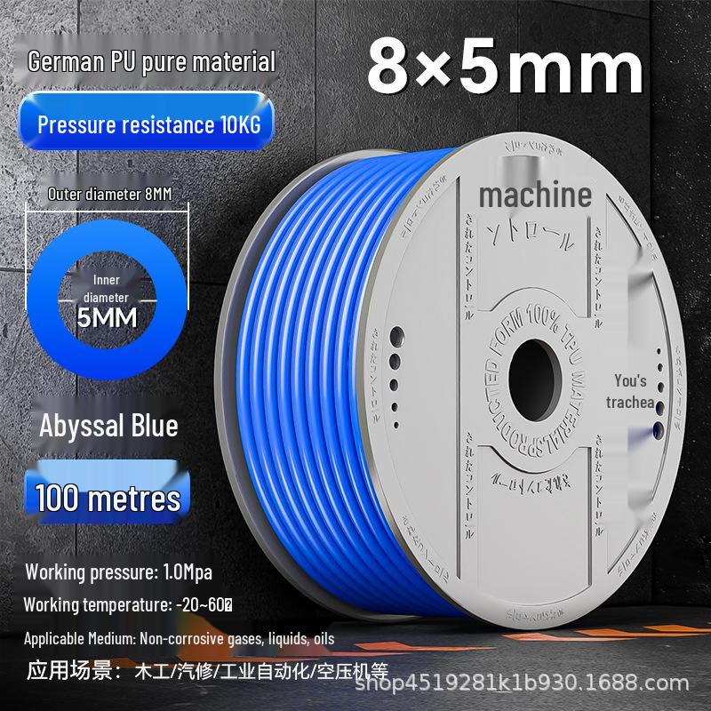 Zhuo Ji 8mm High-Pressure Transparent PU Air Hose for Air Compressors (Sizes: 4/6/10/12/14/16)