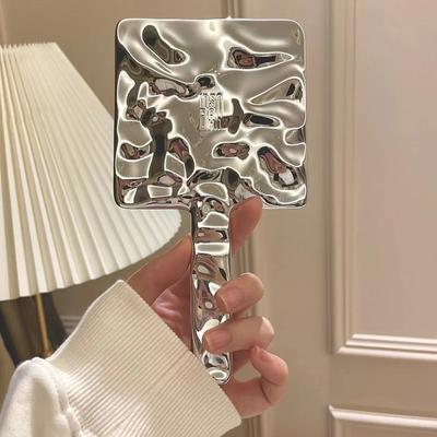 Ins Liquid Shape Square Mirror Mini Hand-held Desktop Cosmetic Mirror Travel Metallic Portable Beauty Mirror
