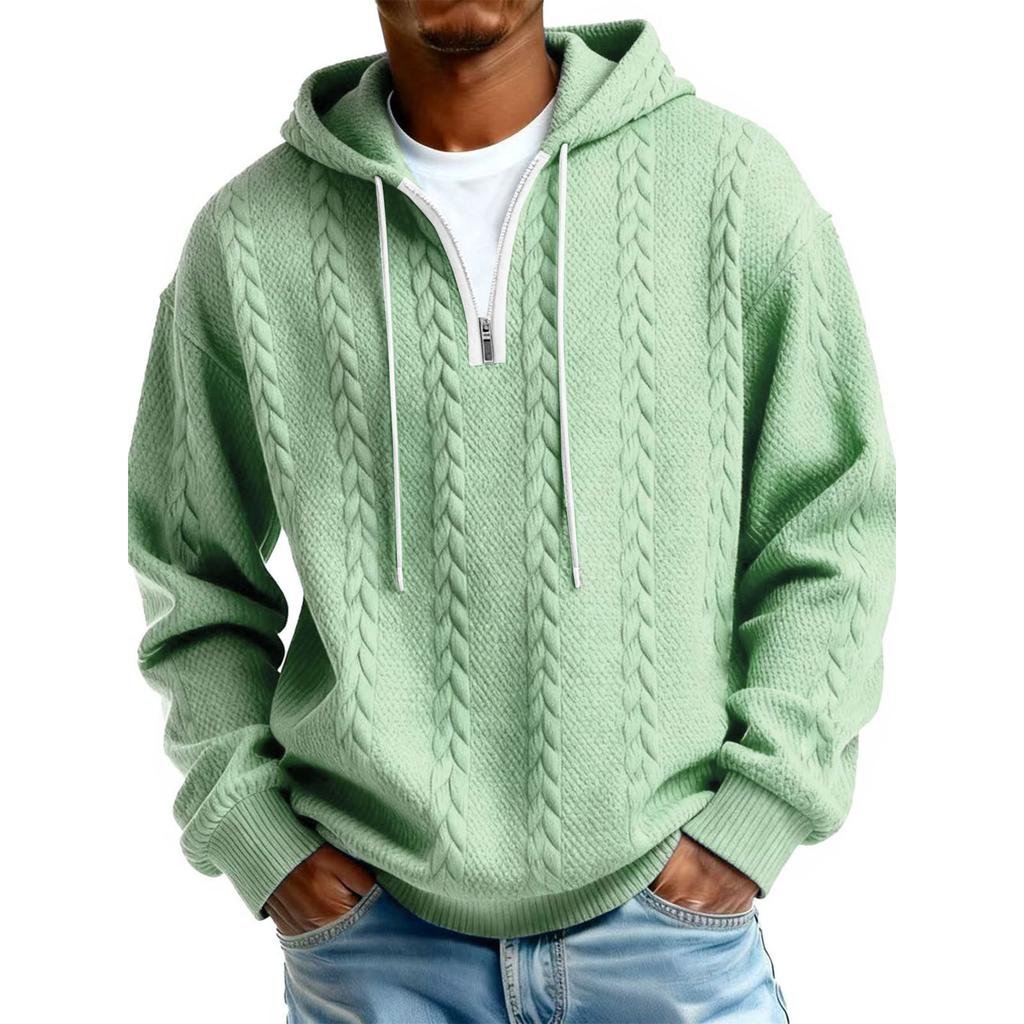 Men's Long Sleeves Leisure Sports Half Zipper Hooded Hood Hoodie