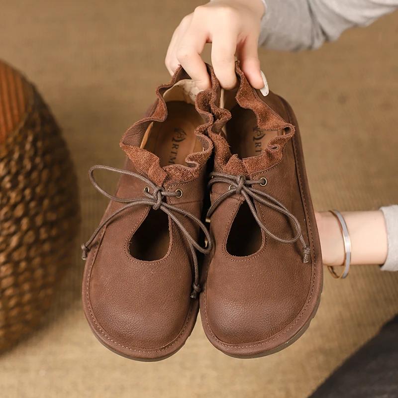 Fashion Spring and Autumn Style Round Toe Flat Shoes Slip-On PU Simple Versatile Pleated Decoration Women's Shoes Zapatillas De Deporte