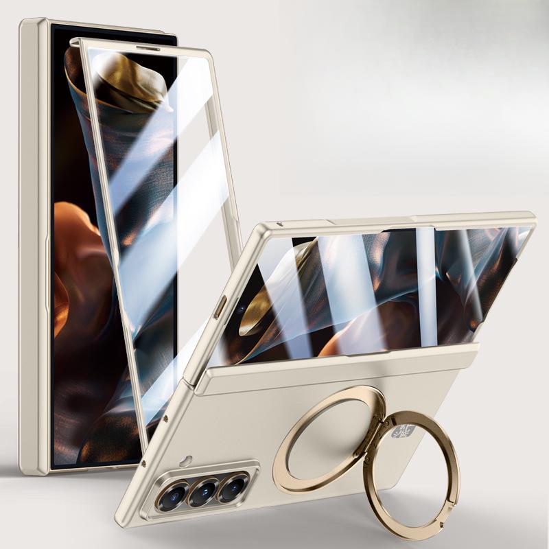 Suitable for Samsung W25 Phone Case Film, One-piece Matte Central Axis Anti-drop Rotating Stand, Magnetic W25 Flip Cover Chain for Men