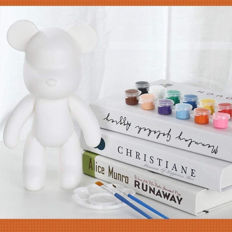 DIY Fluid Bear Sculpture Handmade Violent Bear Bearbrick White Blank Mold Doll Toy Graffiti Painting Ornaments Gift Home Decor