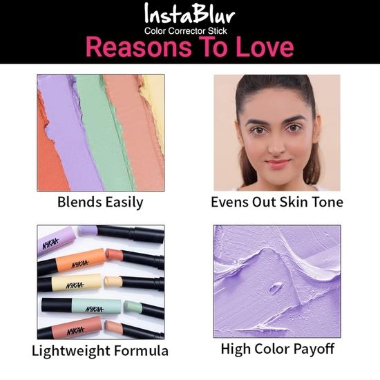 Nykaa Instablur Color Natural Full Korektor ve formě tyčinky - Oranžová,, (1 Počet)