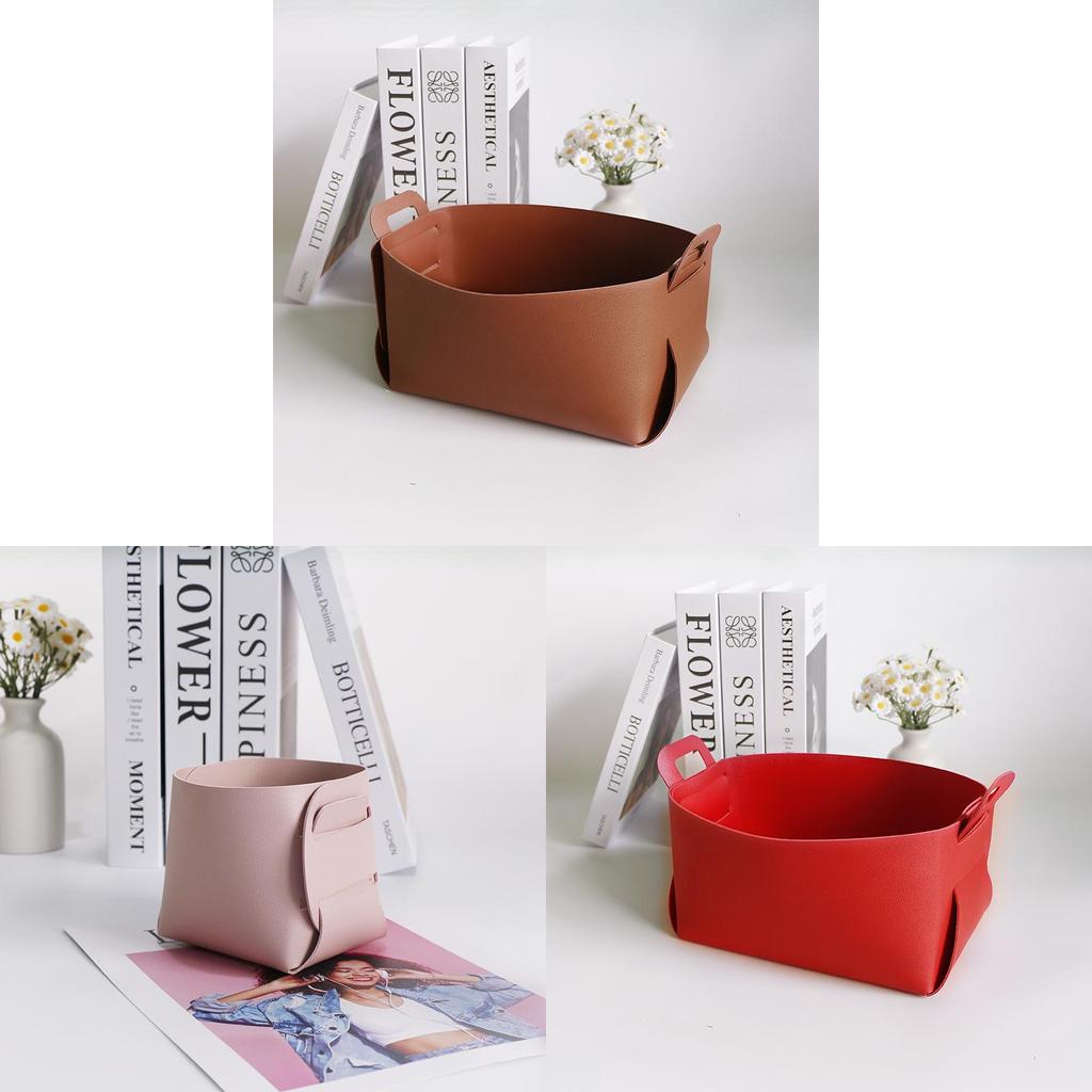 Nordic Minimalist Leather Desk Organizer With Foldable Design For Home Office And Study