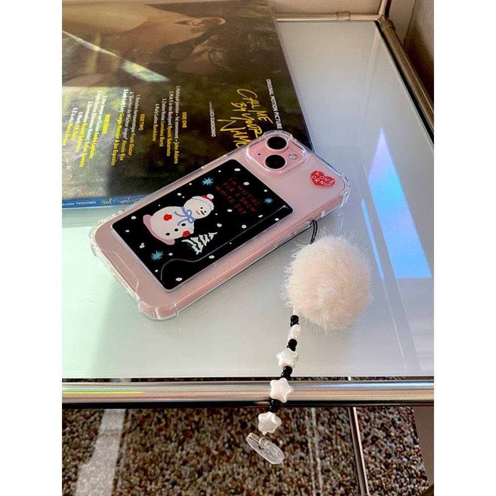 Love or Not Little Tail-White Pompom Beads Strap/Keyring&Tok