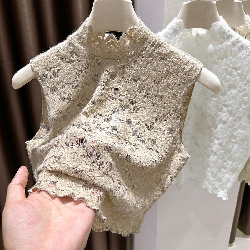 Brushed Lace Sleeveless Vest Women's Spring and Autumn Fake Collar New Inner Layering Shirt