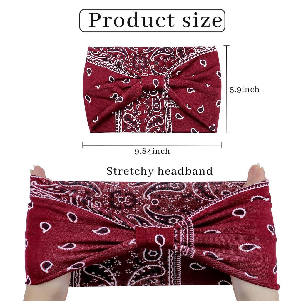 Women's Paisley Sport Yoga Headband - Sweat-Absorbing, Elastic Cotton, Bohemian Style