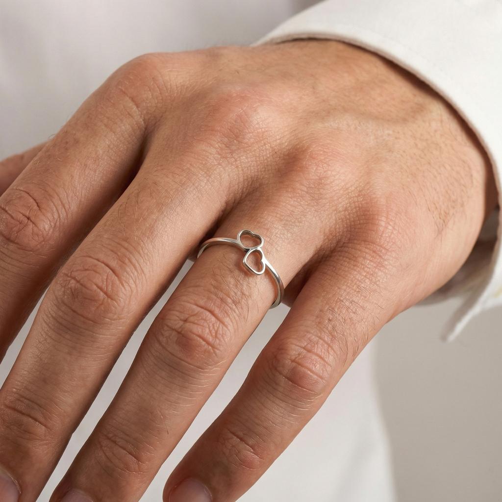 Double Heart Rings for Women, Stainless Steel Promise Ring Rustproof Jewelry