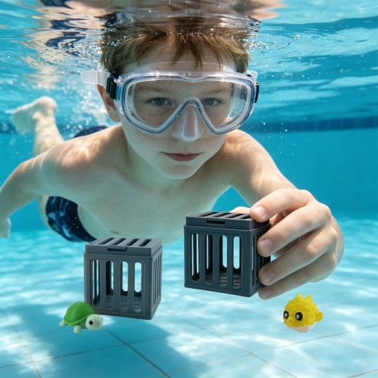 Pool Diving Toy Set with Sinking Cages & Animals Underwater Rescue Game for Kids Fun Water Play Summer Gift for Boys Girls