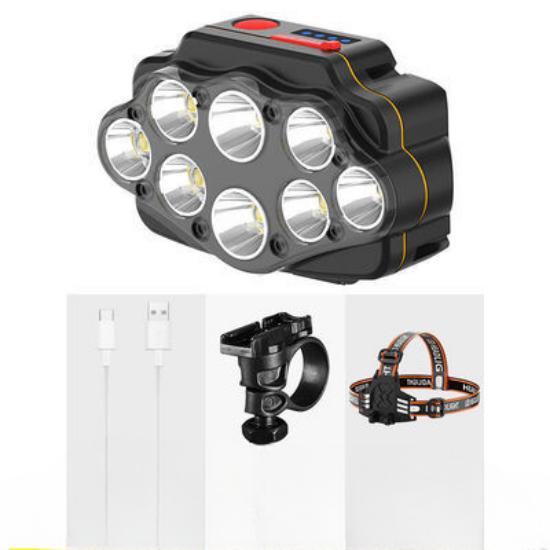 

Восьмиядерный яркий велосипедный зарядный мощный свет супер яркий ночной езды водонепроницаемый фары Clamp + headband