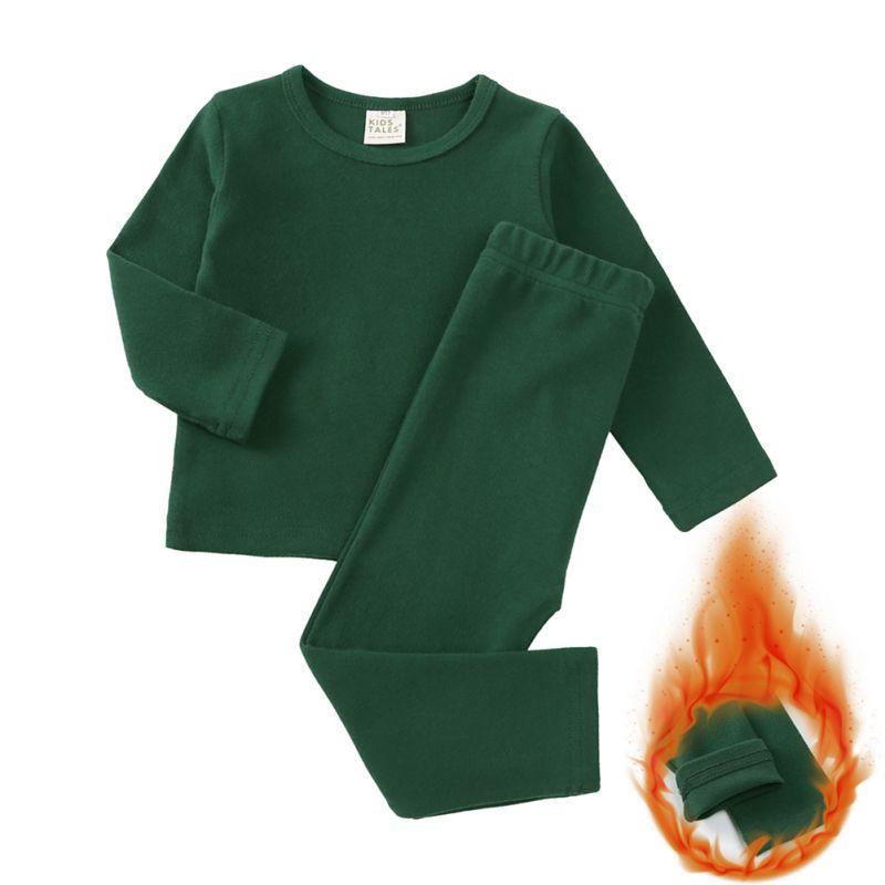Ensemble de Sous-Vêtements Chauds Longs de Couleur Unie pour Enfants de 1 à 9 Ans Haut à Manches Longues et Pantalon Ensemble de Pyjama