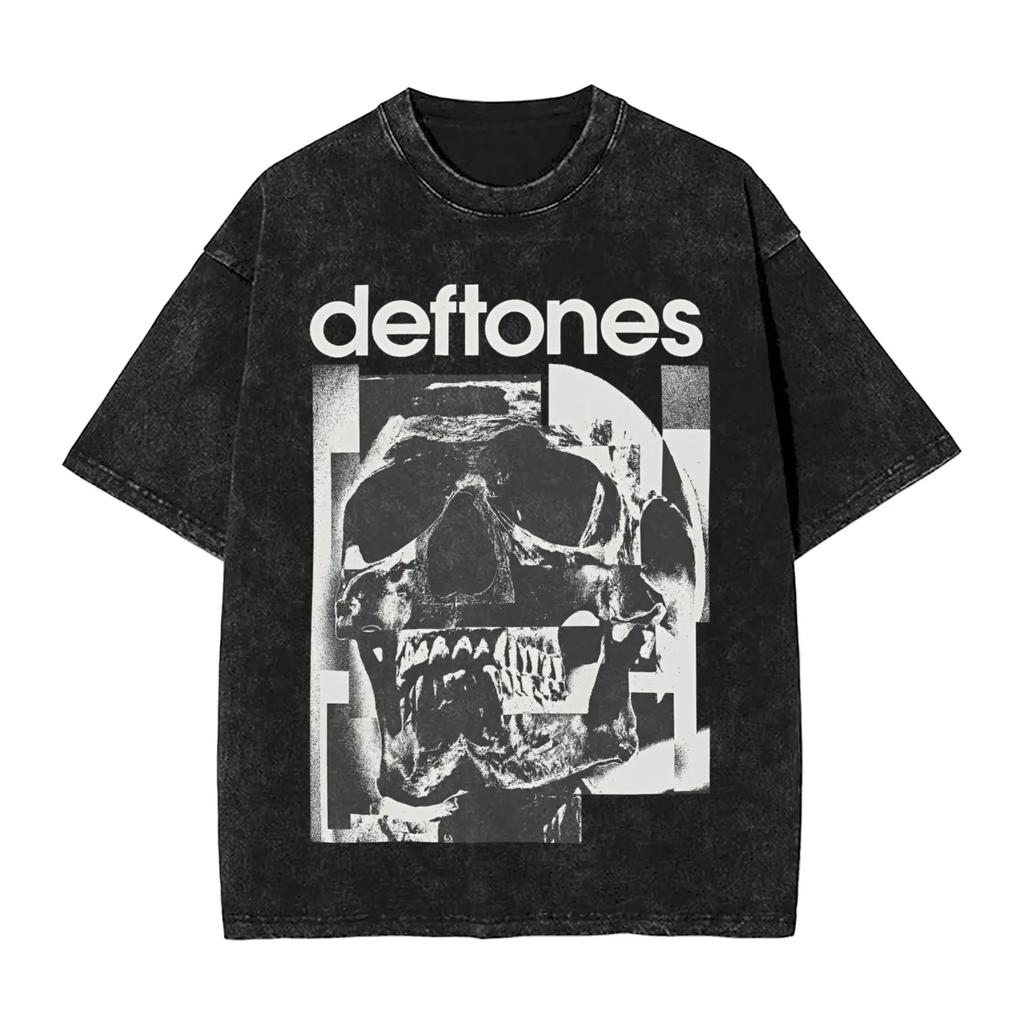 New Arrival Mens Clothes Ohms White Pony Deftones Rock Band Washed Short Sleeved Round Neck Y2k Tshirt Men Clothing Camisetas
