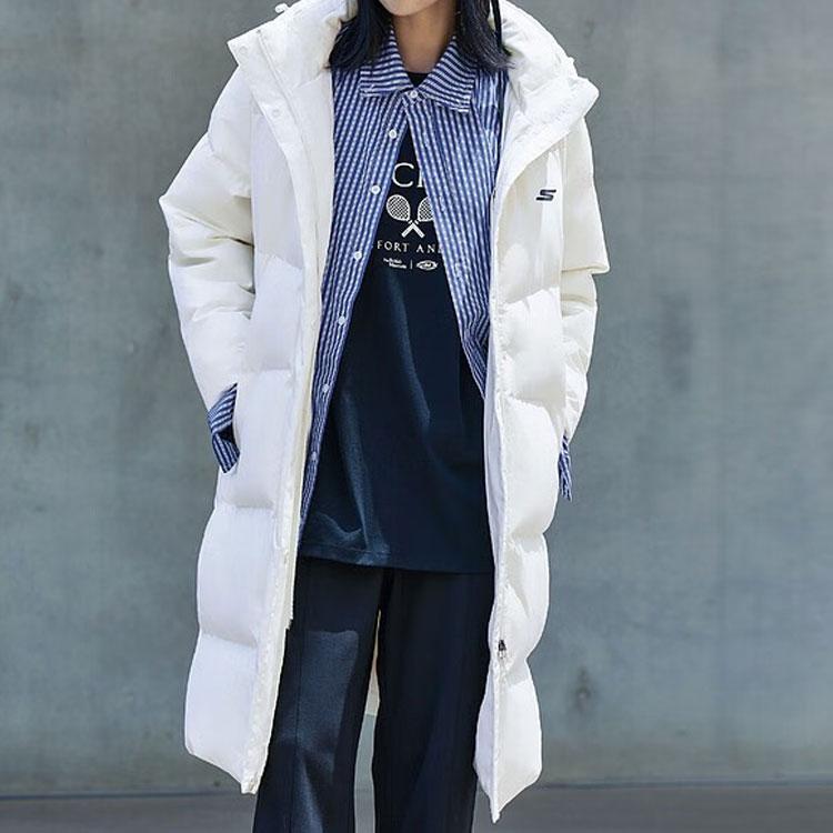 Skechers Casual Fashion Sports Warm Long Sleeve Down Jacket Women outerwear White P422W050-000Q